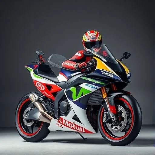 Sleek, futuristic hypercar accelerating at immense speed on a rain-slicked, neon-lit race track at dusk